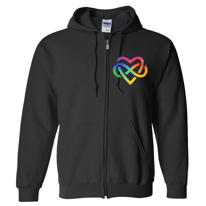 Rainbow Infinite Heart for Pride Week LGBT Polyamory Full Zip Hoodie