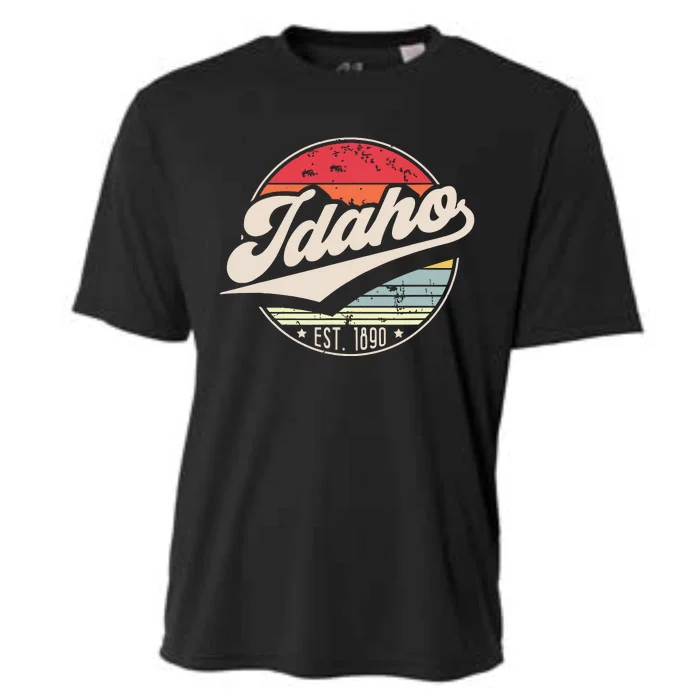 Retro Idaho Home State Id Cool 70s Style Sunset Cooling Performance Crew T-Shirt