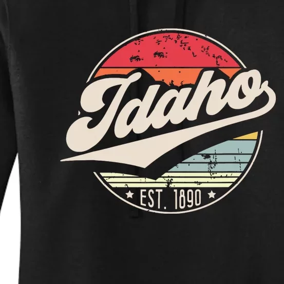 Retro Idaho Home State Id Cool 70s Style Sunset Women's Pullover Hoodie