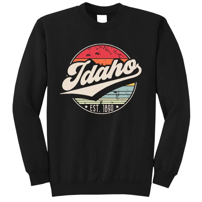 Retro Idaho Home State Id Cool 70s Style Sunset Tall Sweatshirt