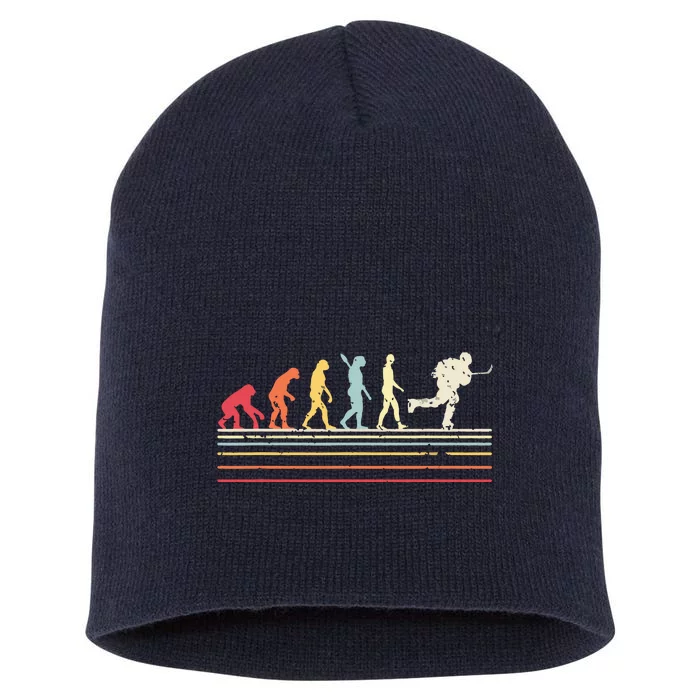 Retro Ice Hockey Evolution Gift For Ice Hockey Players Short Acrylic Beanie