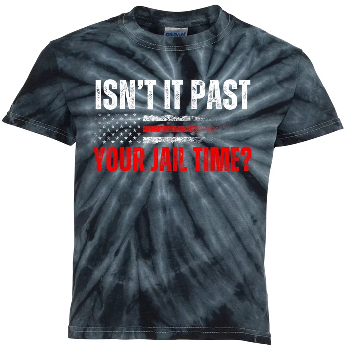 Retro IsnT It Past Your Jail Time? Vintage American Flag Kids Tie-Dye T-Shirt