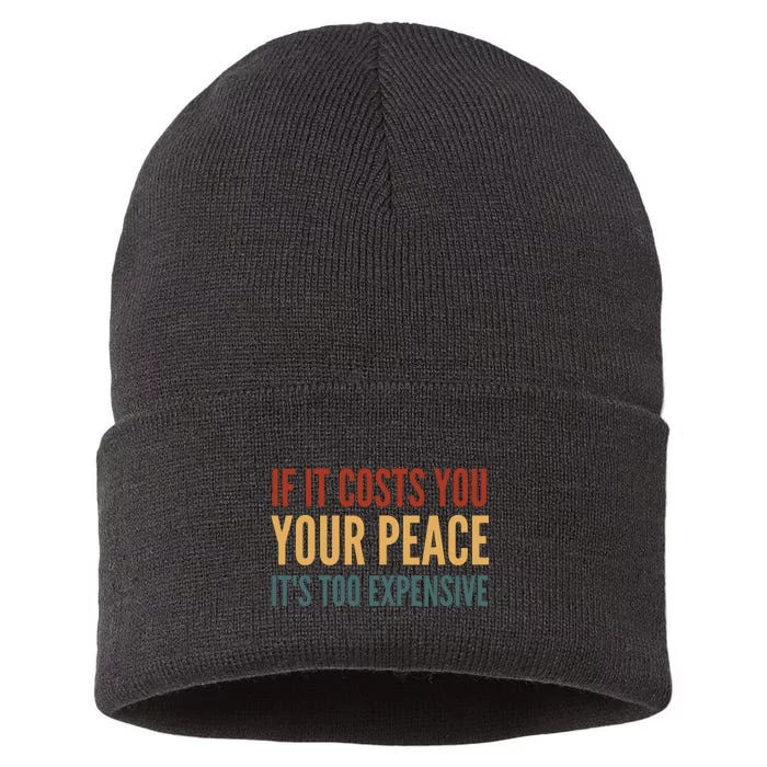 Retro If It Costs You Your Peace Its Too Expensive Sustainable Knit Beanie