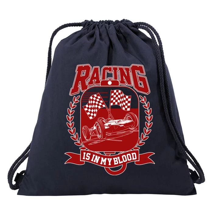 Racing Is In My Blood Drawstring Bag