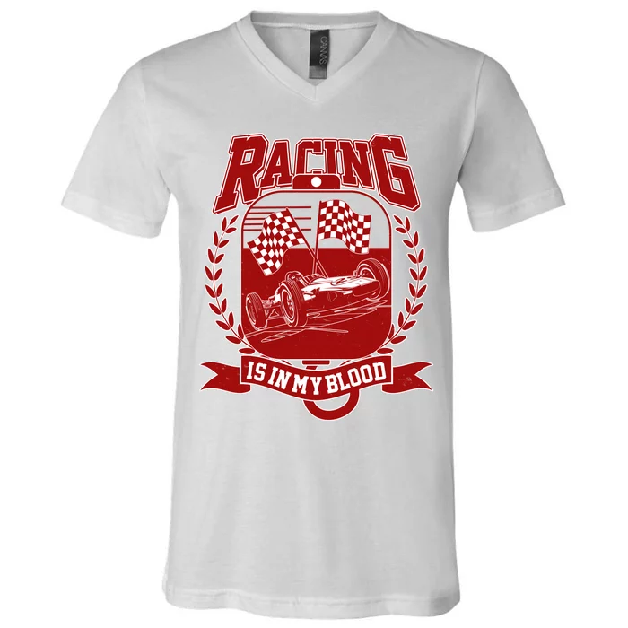 Racing Is In My Blood V-Neck T-Shirt