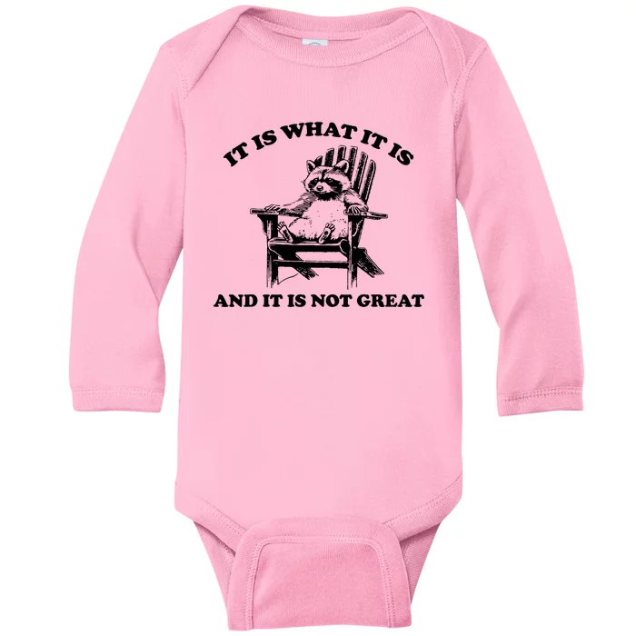 Raccoon It Is What It Is And It Is Not Great Baby Long Sleeve Bodysuit