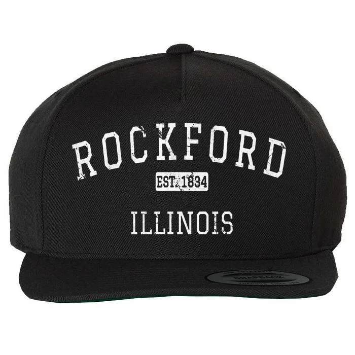 Rockford Illinois Il Vintage Wool Snapback Cap