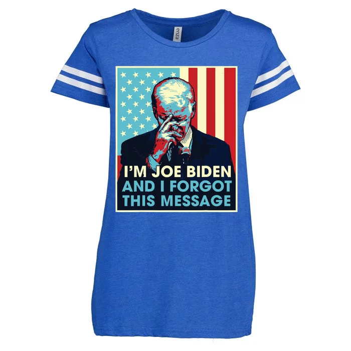 Retro Im Joe Biden And I Forgot This Message Us Flag Enza Ladies Jersey Football T-Shirt