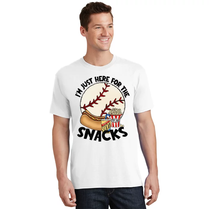 Retro I'm Just Here For The Snacks Funny Baseball Lover T-Shirt