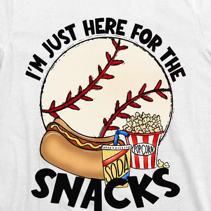 Retro I'm Just Here For The Snacks Funny Baseball Lover T-Shirt