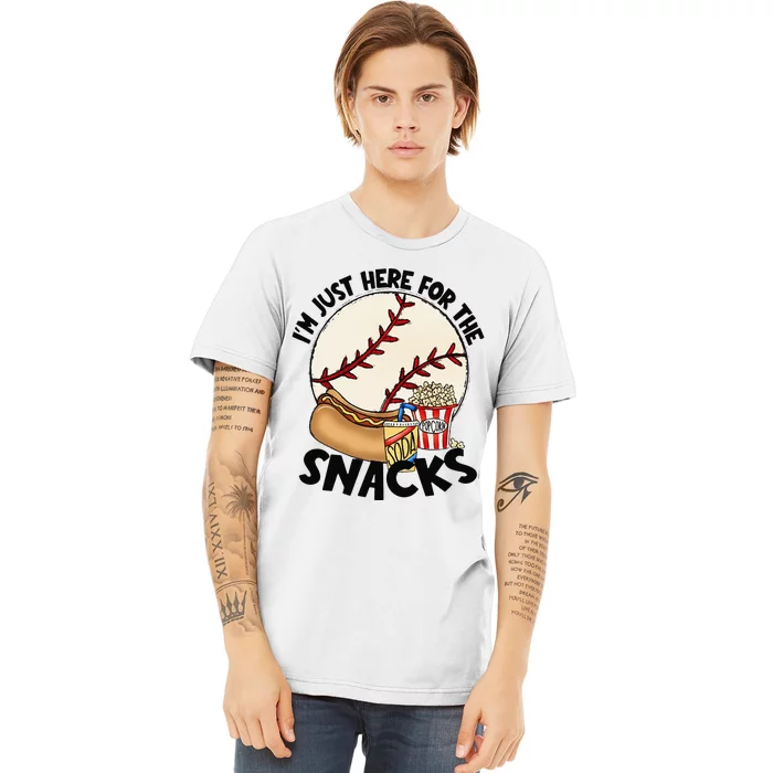 Retro I'm Just Here For The Snacks Funny Baseball Lover Premium T-Shirt