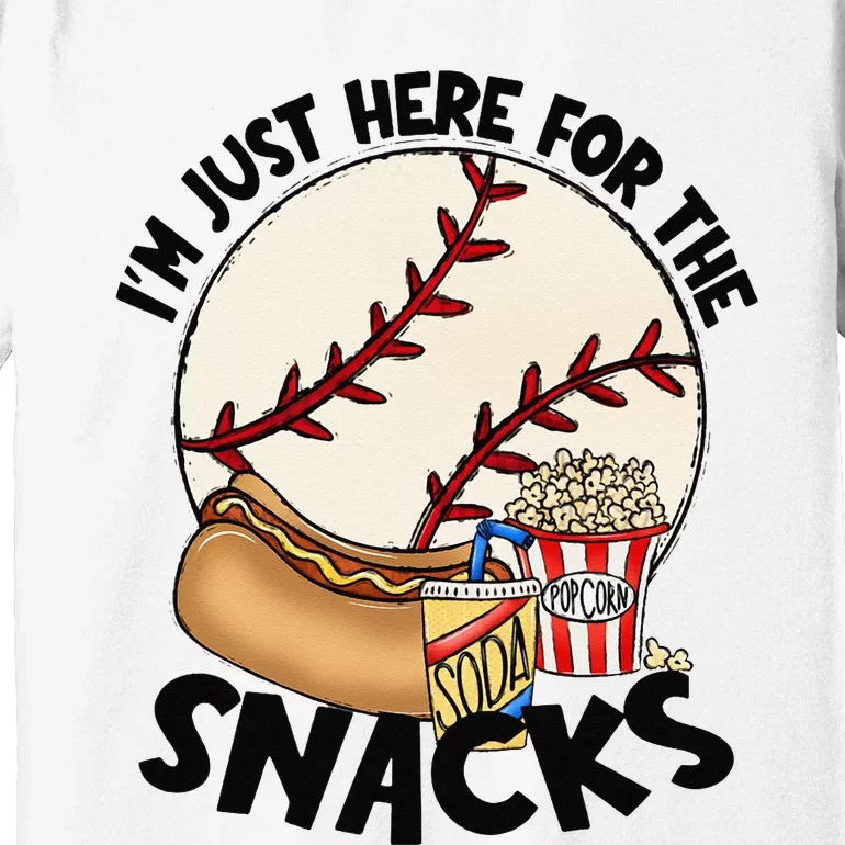 Retro I'm Just Here For The Snacks Funny Baseball Lover Premium T-Shirt