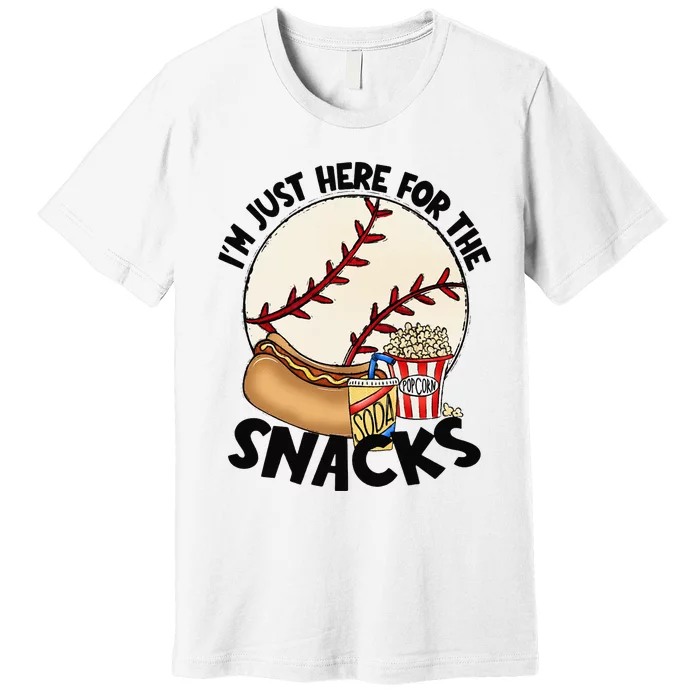 Retro I'm Just Here For The Snacks Funny Baseball Lover Premium T-Shirt