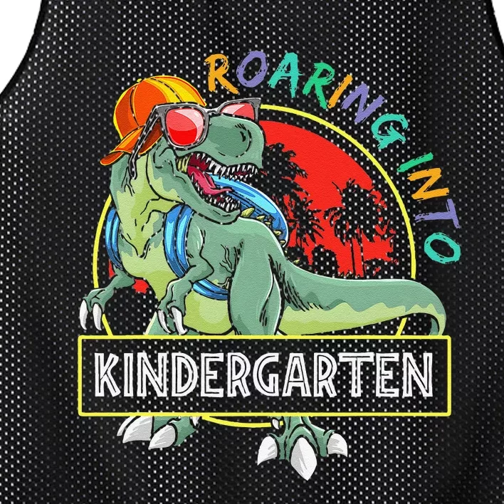 Roaring Into Kindergarten Dinosaur Trex Back To School Gift Mesh Reversible Basketball Jersey Tank