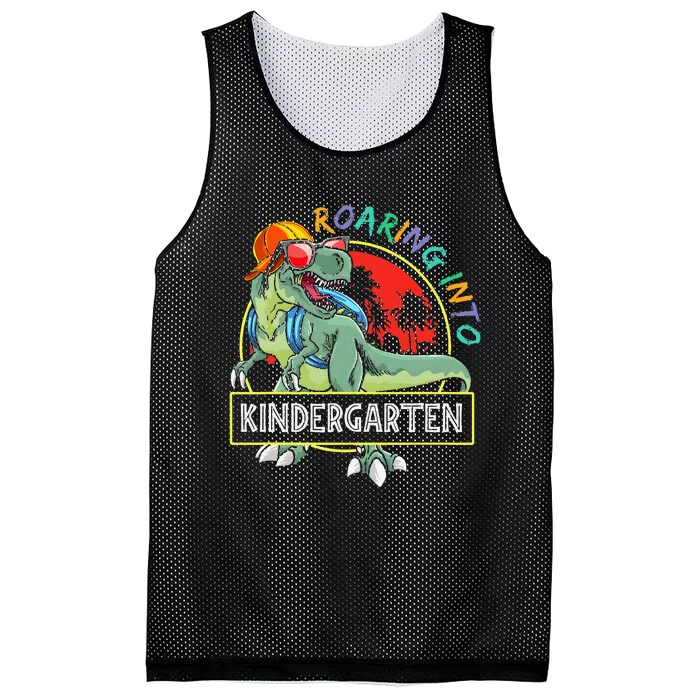 Roaring Into Kindergarten Dinosaur Trex Back To School Gift Mesh Reversible Basketball Jersey Tank