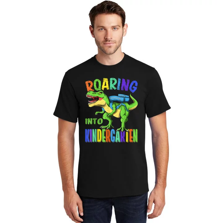 Roaring Into Kindergarten Dinosaur T Rex Back To School Boy Tall T-Shirt