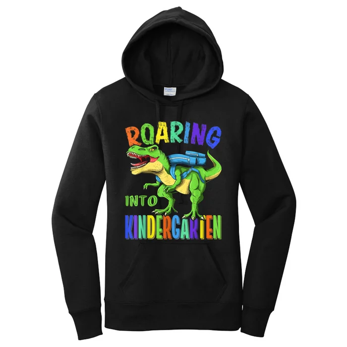 Roaring Into Kindergarten Dinosaur T Rex Back To School Boy Women's Pullover Hoodie