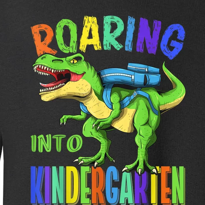 Roaring Into Kindergarten Dinosaur T Rex Back To School Boy Toddler Sweatshirt