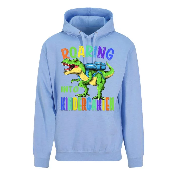 Roaring Into Kindergarten Dinosaur T Rex Back To School Boy Unisex Surf Hoodie