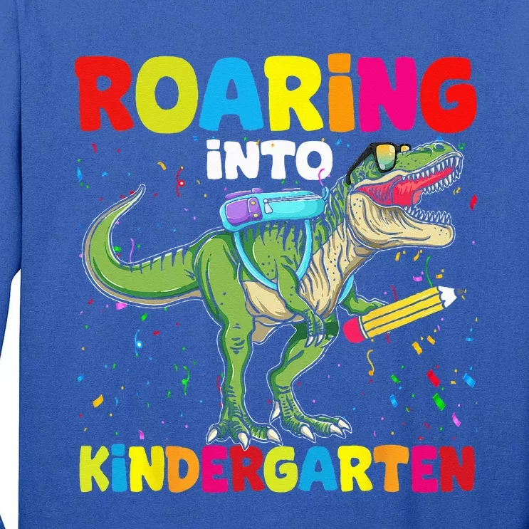 Roaring Into Kindergarten Dinosaur Back To School Tall Long Sleeve T-Shirt