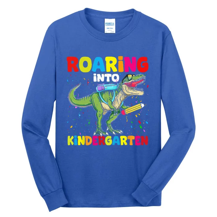 Roaring Into Kindergarten Dinosaur Back To School Tall Long Sleeve T-Shirt