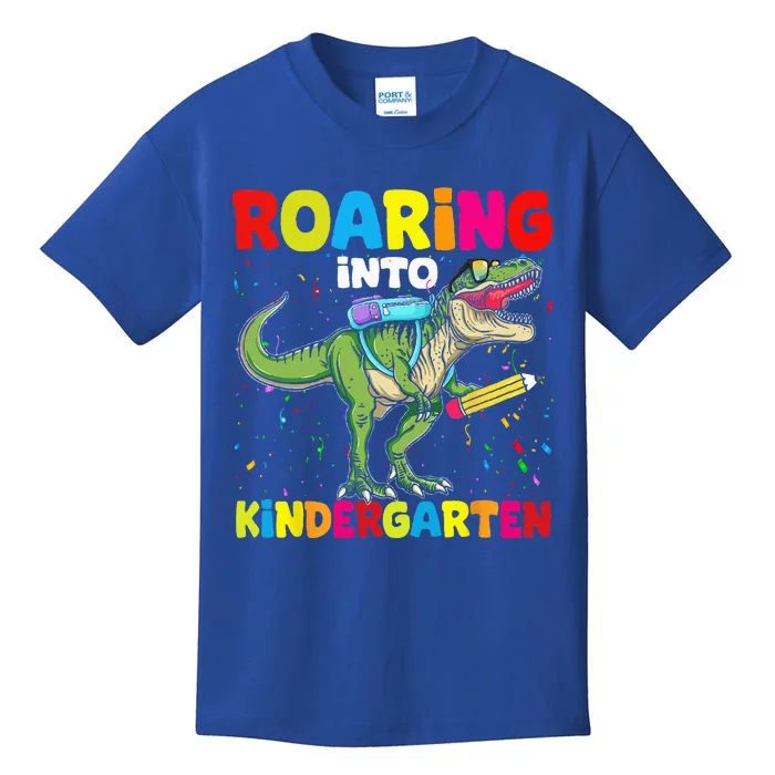 Roaring Into Kindergarten Dinosaur Back To School Kids T-Shirt