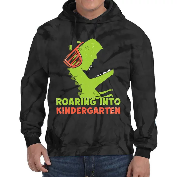 Roaring Into Kindergarten Dinosaur Back To School Tie Dye Hoodie