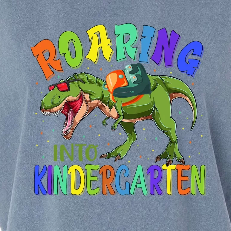 Roaring Into Kindergarten Dinosaur Ready To Crush Boy Garment-Dyed Women's Muscle Tee