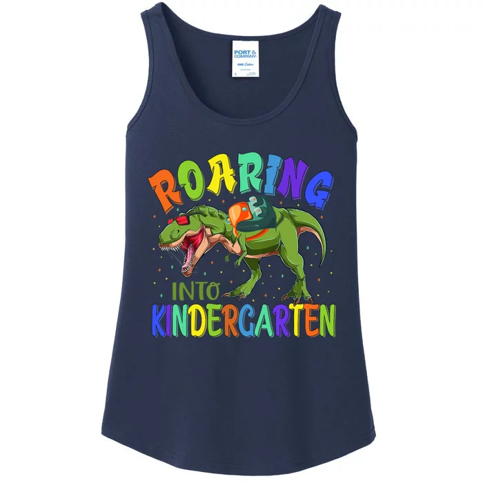 Roaring Into Kindergarten Dinosaur Ready To Crush Boy Ladies Essential Tank