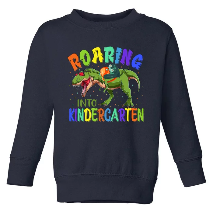 Roaring Into Kindergarten Dinosaur Ready To Crush Boy Toddler Sweatshirt