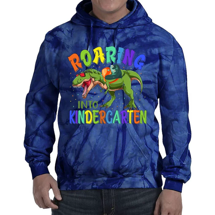 Roaring Into Kindergarten Dinosaur Ready To Crush Boy Tie Dye Hoodie