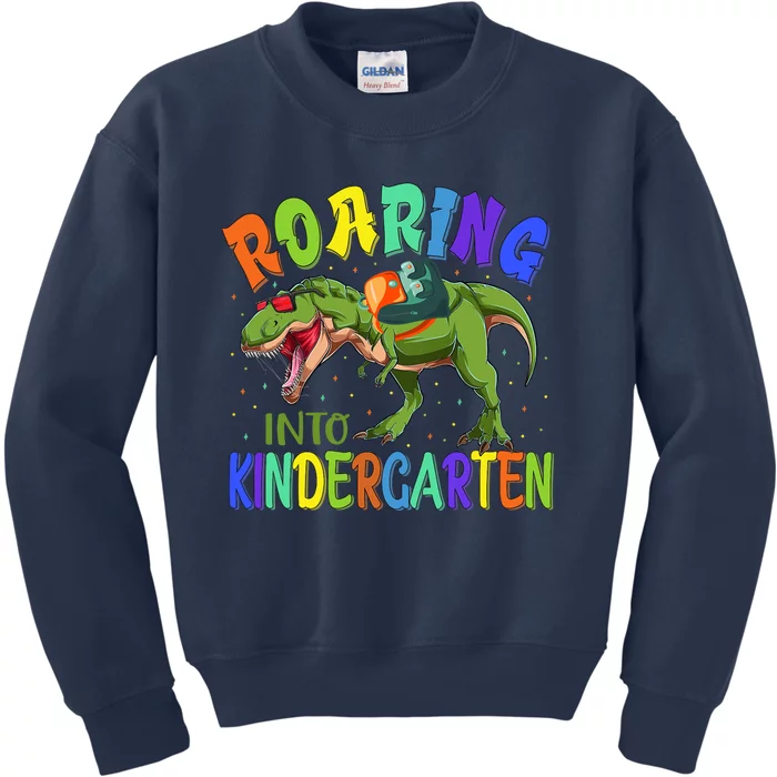 Roaring Into Kindergarten Dinosaur Ready To Crush Boy Kids Sweatshirt