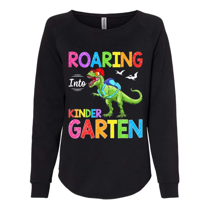 Roaring Into Kindergarten Dinosaur Student Back To School Womens California Wash Sweatshirt