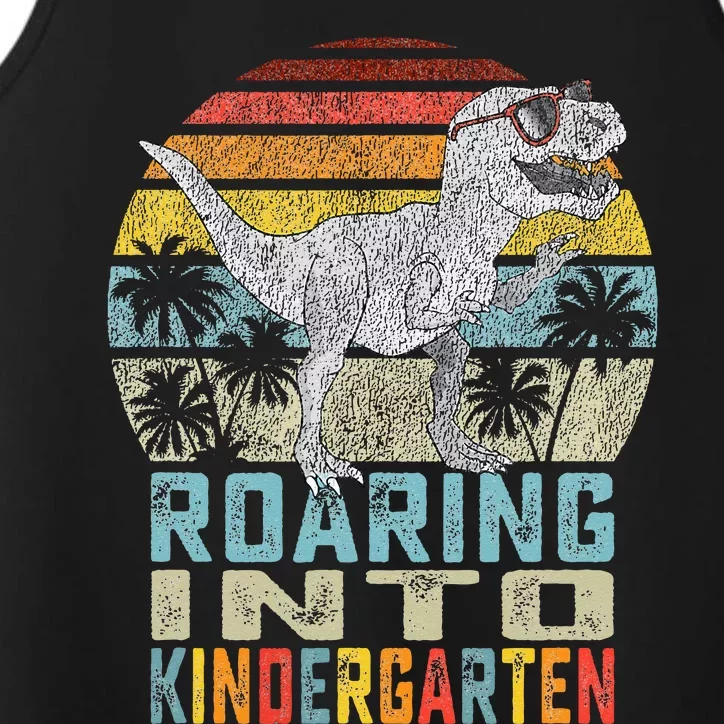 Roaring Into Kindergarten Dinosaur 1st Day Back To School Performance Tank