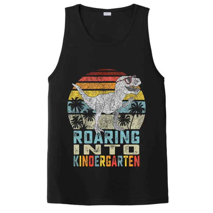 Roaring Into Kindergarten Dinosaur 1st Day Back To School Performance Tank