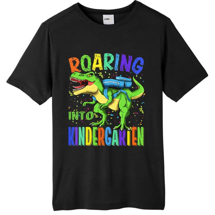 Roaring Into Kindergarten Dinosaur T Rex Back to School ChromaSoft Performance T-Shirt