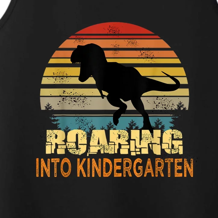 Roaring Into Kindergarten Dinosaur 1st Day Back To School Performance Tank