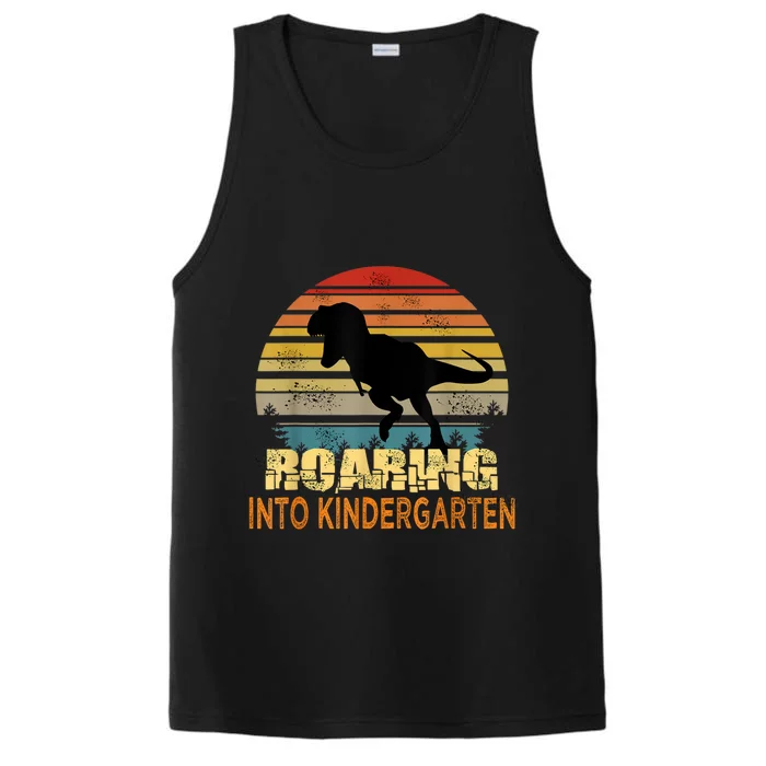 Roaring Into Kindergarten Dinosaur 1st Day Back To School Performance Tank