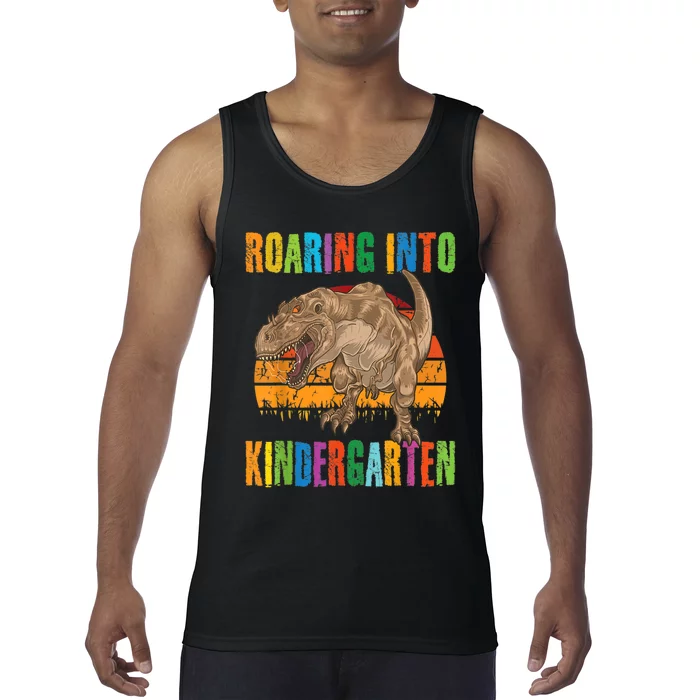 Roaring Into Kindergarten Dinosaur Back To School Boy Girl Tank Top