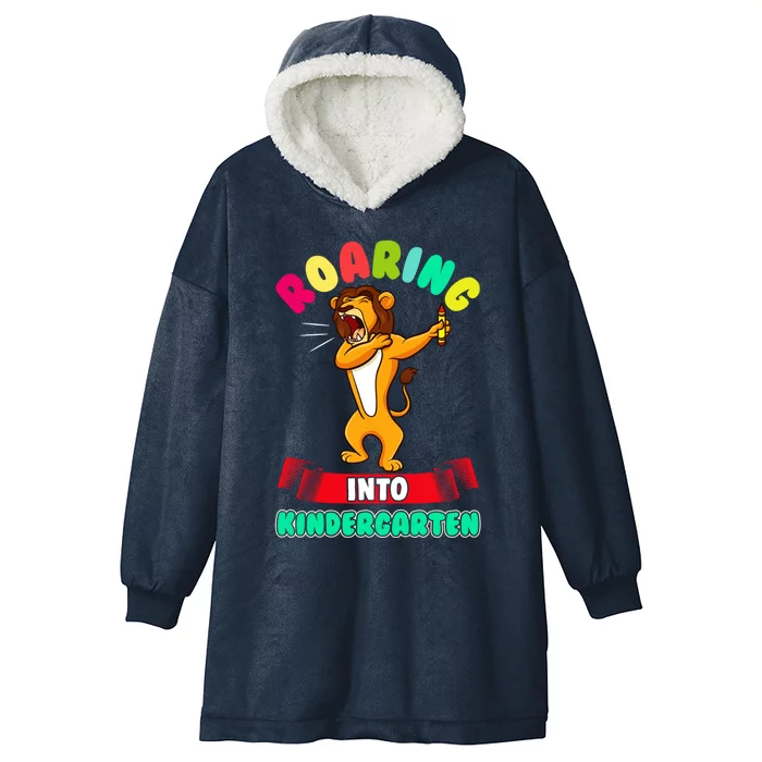 Roaring Into Kindergarten First Day Of School Kindergarten Cool Gift Hooded Wearable Blanket