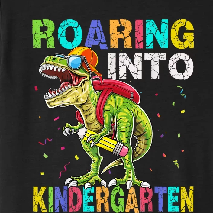 Roaring Into Kindergarten Dinosaur T Rex Back To School Boy ChromaSoft Performance T-Shirt