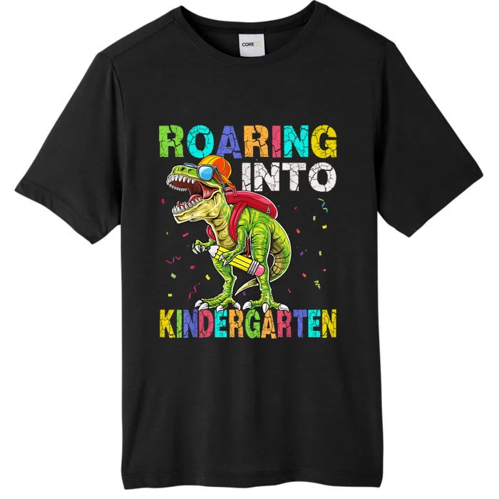 Roaring Into Kindergarten Dinosaur T Rex Back To School Boy ChromaSoft Performance T-Shirt