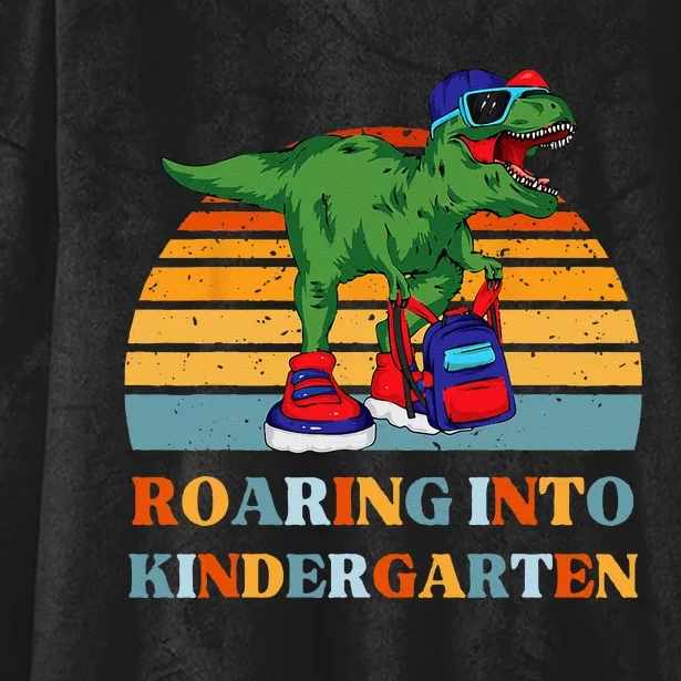 Roaring Into Kindergarten Dinosaur T Rex Back to School Hooded Wearable Blanket