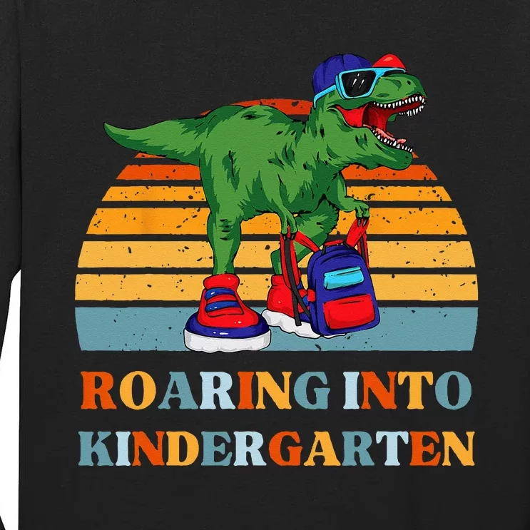 Roaring Into Kindergarten Dinosaur T Rex Back to School Tall Long Sleeve T-Shirt