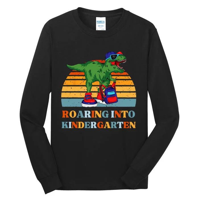 Roaring Into Kindergarten Dinosaur T Rex Back to School Tall Long Sleeve T-Shirt