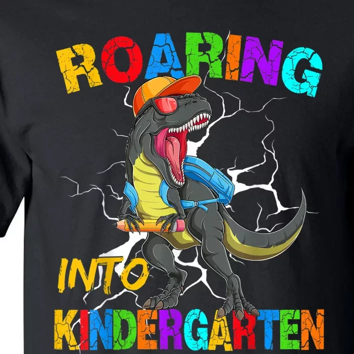 Roaring Into Kindergarten T Rex Dinosaur Back To School Tall T-Shirt