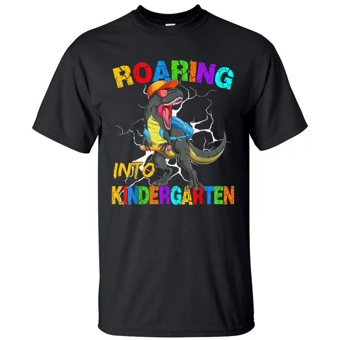 Roaring Into Kindergarten T Rex Dinosaur Back To School Tall T-Shirt