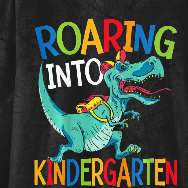 Roaring Into Kindergarten Dinosaur Student Back To School Hooded Wearable Blanket