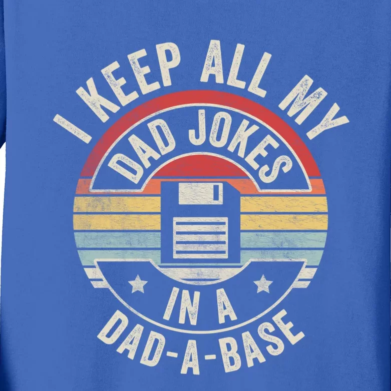 Retro I Keep All My Dad Jokes In A Dadmeaningful Giftameaningful Giftbase Cool D Kids Long Sleeve Shirt