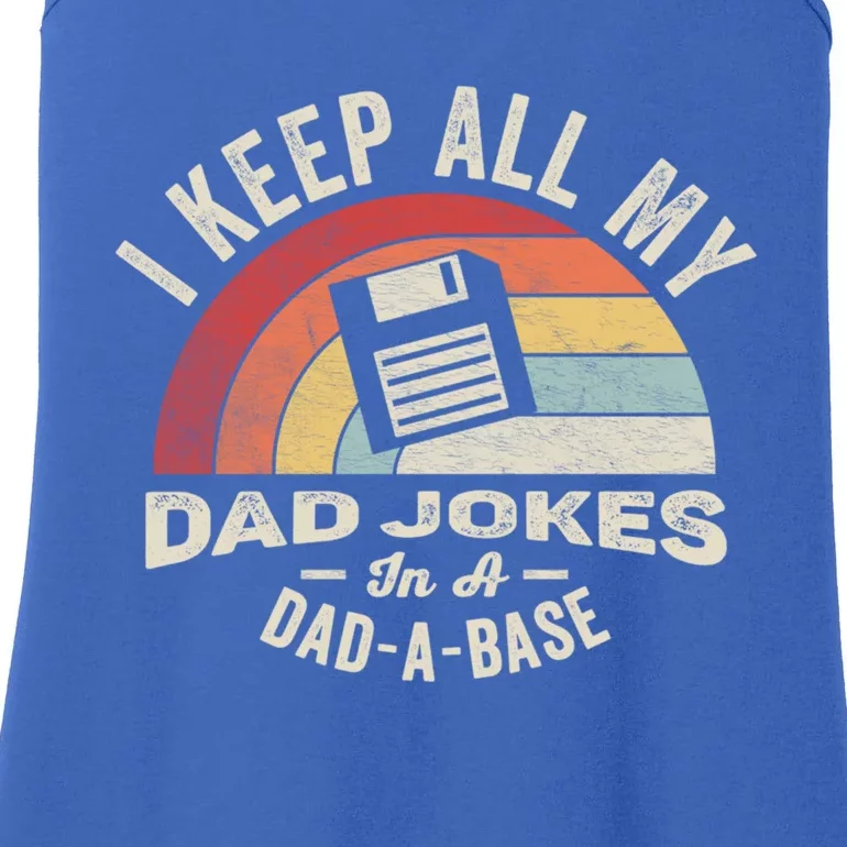 Retro I Keep All My Dad Jokes In A Dadfunny Giftafunny Giftbase Cool Dad Gift Ladies Essential Tank